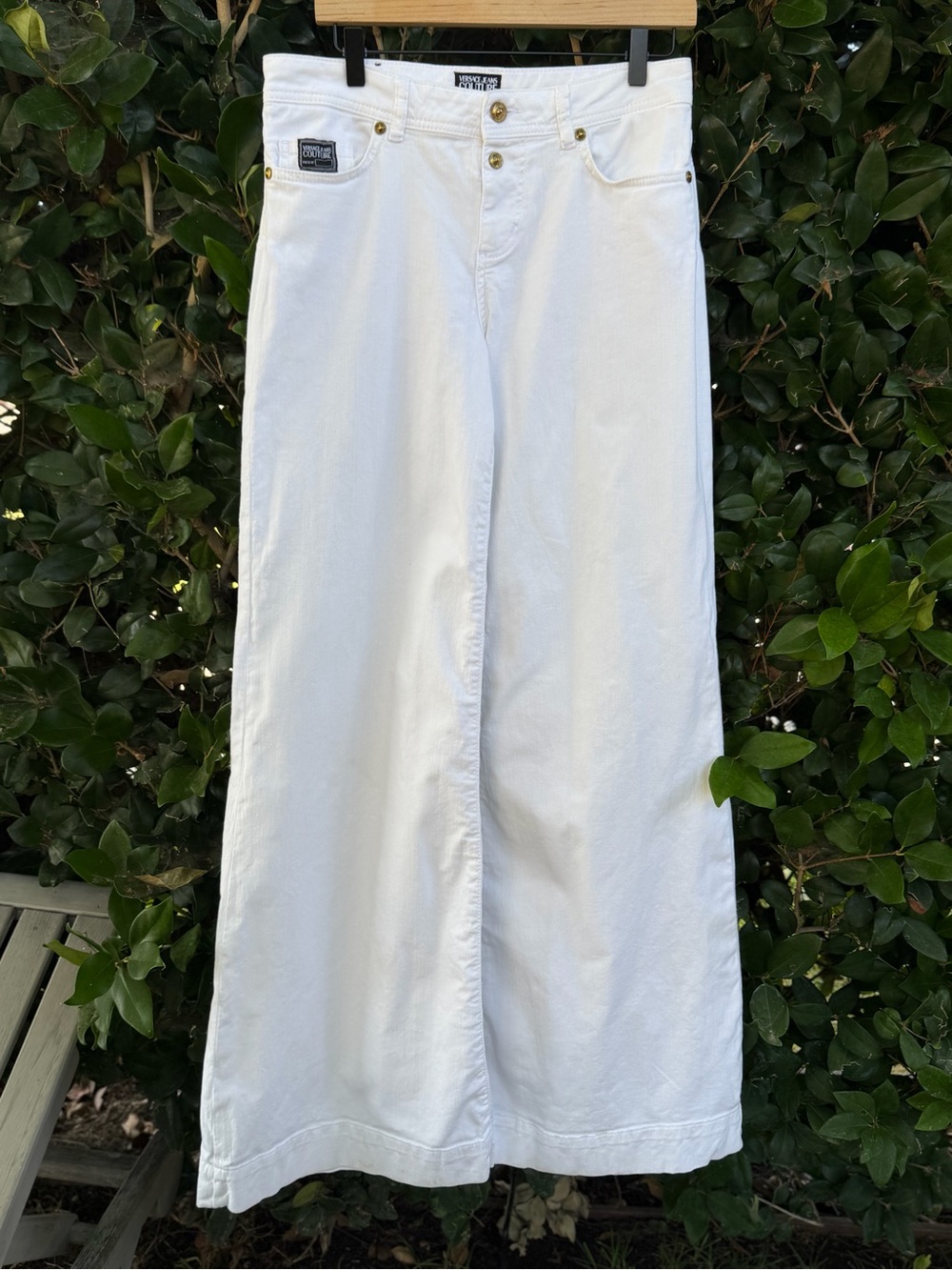 Versace Jeans Collection White Wide-Leg High-Rise Jeans